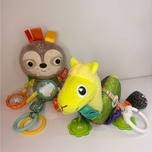 Baby Sensory Bundle – Bright Starts Sloth + Plush Activity Toy Rattle Teether